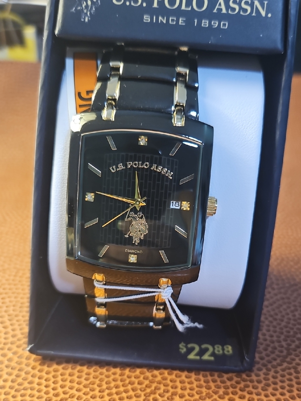 U.S. Polo Assn. Black and Gold Two-Tone Dress Watch